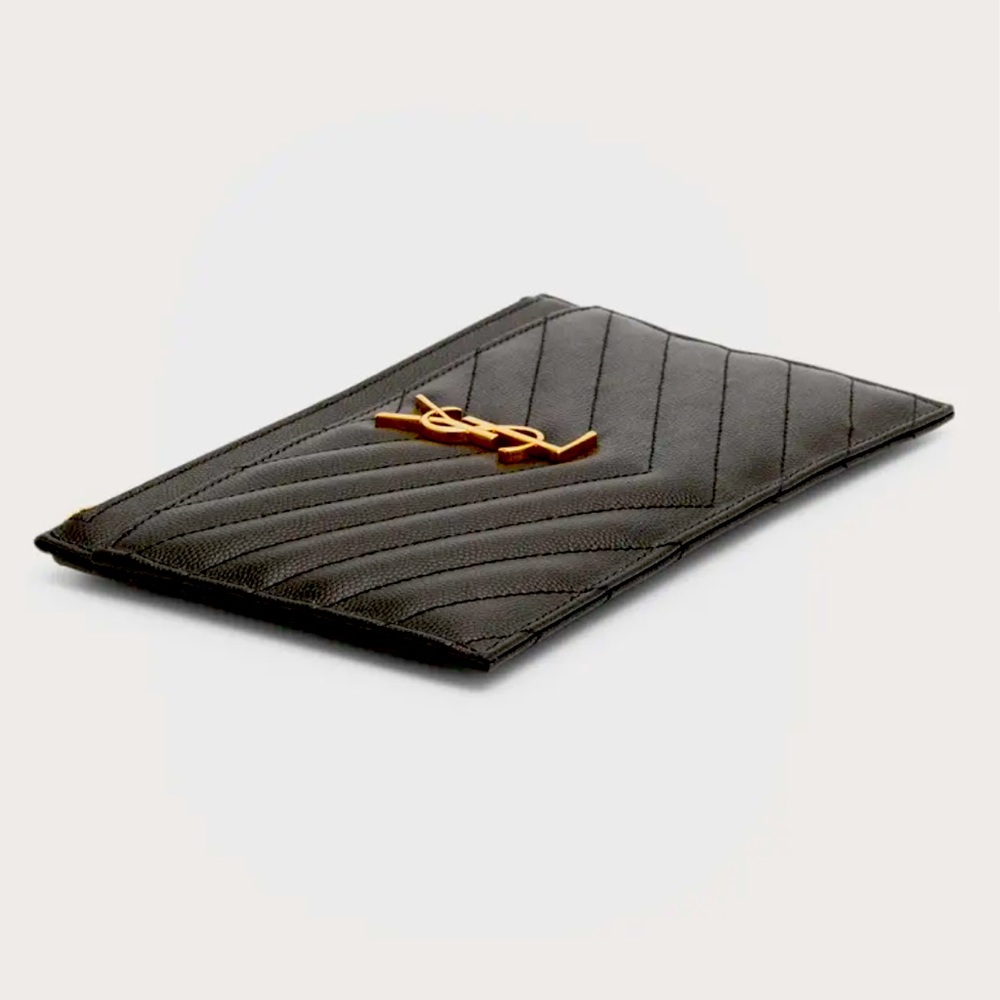 YSL Brand new and authenticated Black calfskin leather bill pouch wallet